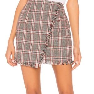 By The Way Plaid Fringe Skirt